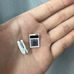 2pcs 1:12 Dollhouse Mini Metal Stapler & Mini Calculator Set