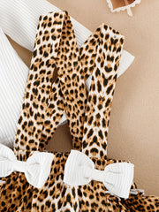 2pcs Baby Girl Leopard Print Romper & Briefs Set