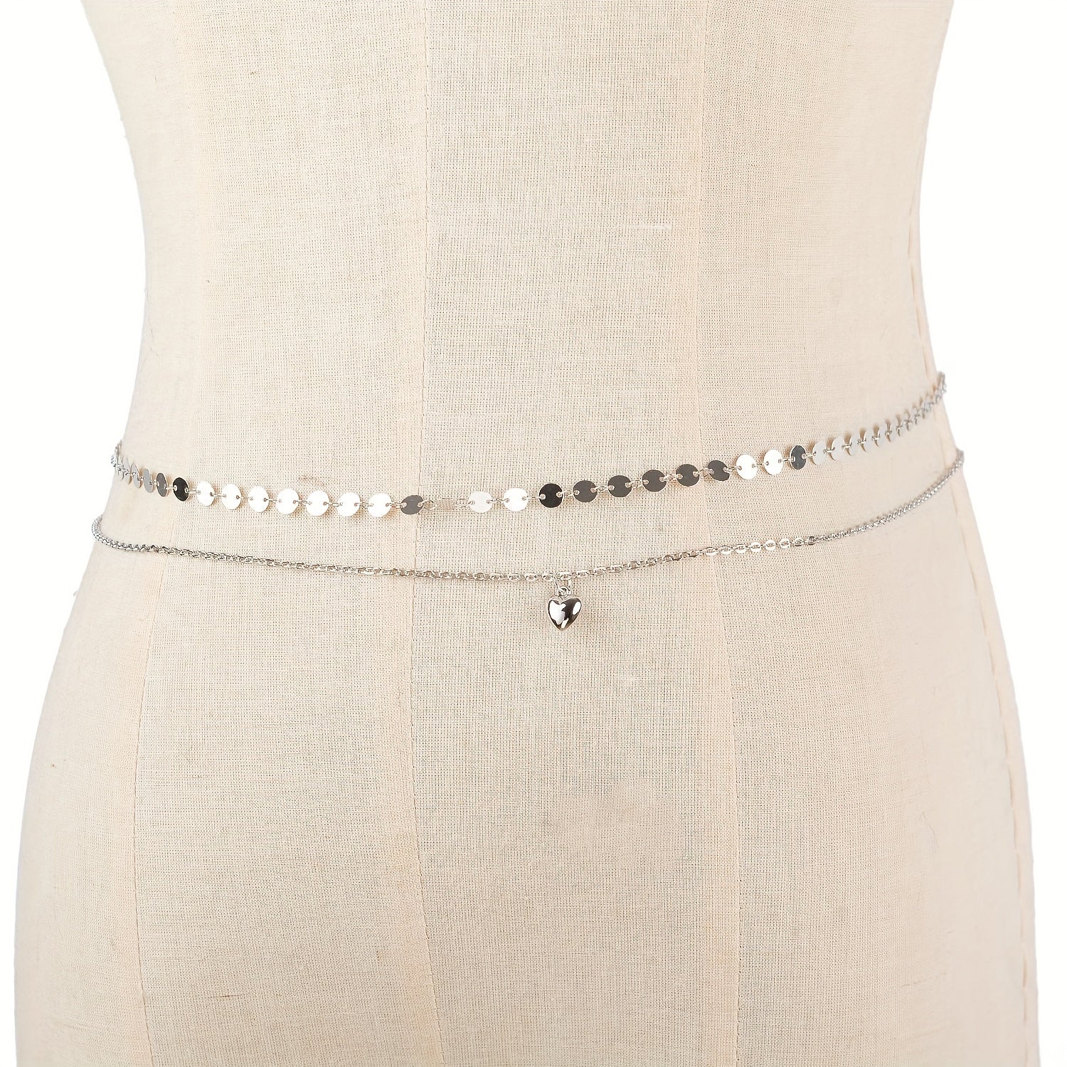 Boho Metal Sequin Waist Chain Double Layer Belly Chain