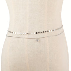 Boho Metal Sequin Waist Chain Double Layer Belly Chain