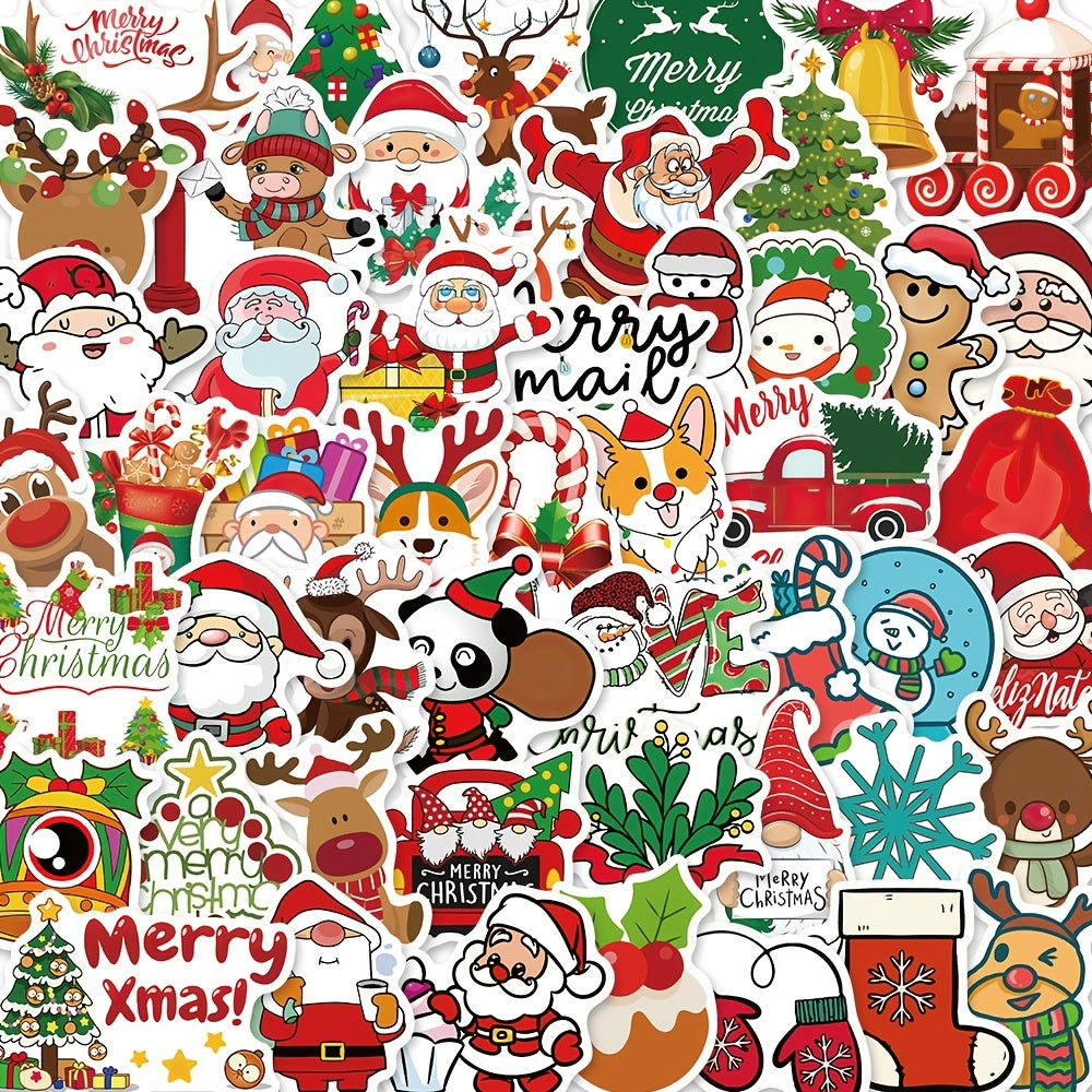50pcs Cartoon Christmas Sticker Set for DIY Gift Decorations