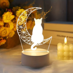 3D Moon Cat USB Table Light - Christmas Holiday Birthday Decor