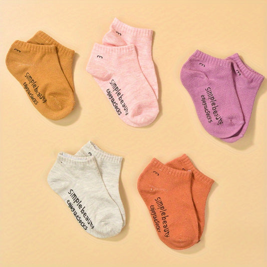 5 Pairs Baby Cotton Ankle Socks for Toddler Boys Girls