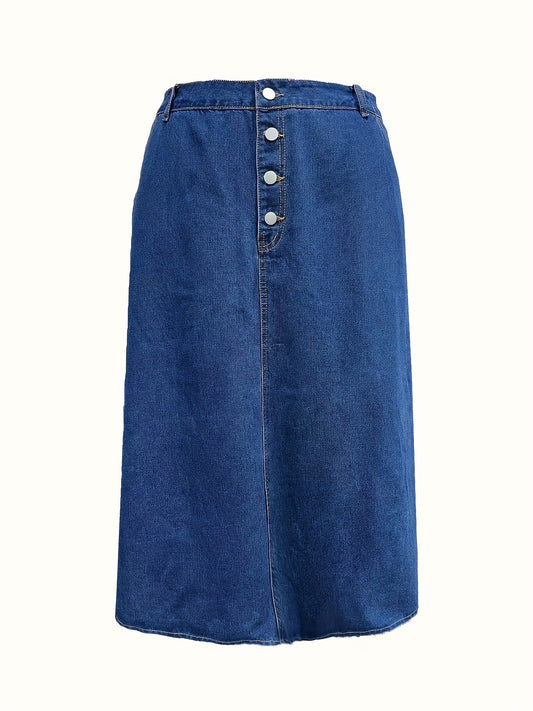  Button Up Maxi Denim Skirt