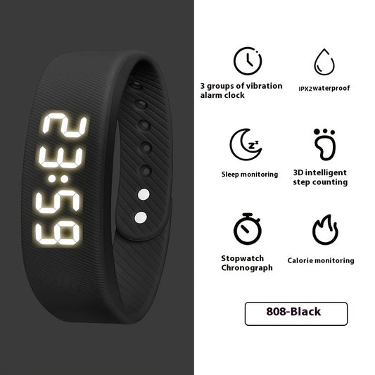 Outdoor Sport Electronic Watch USB Direct Plug-In Silicone Strap Alarm Vibration