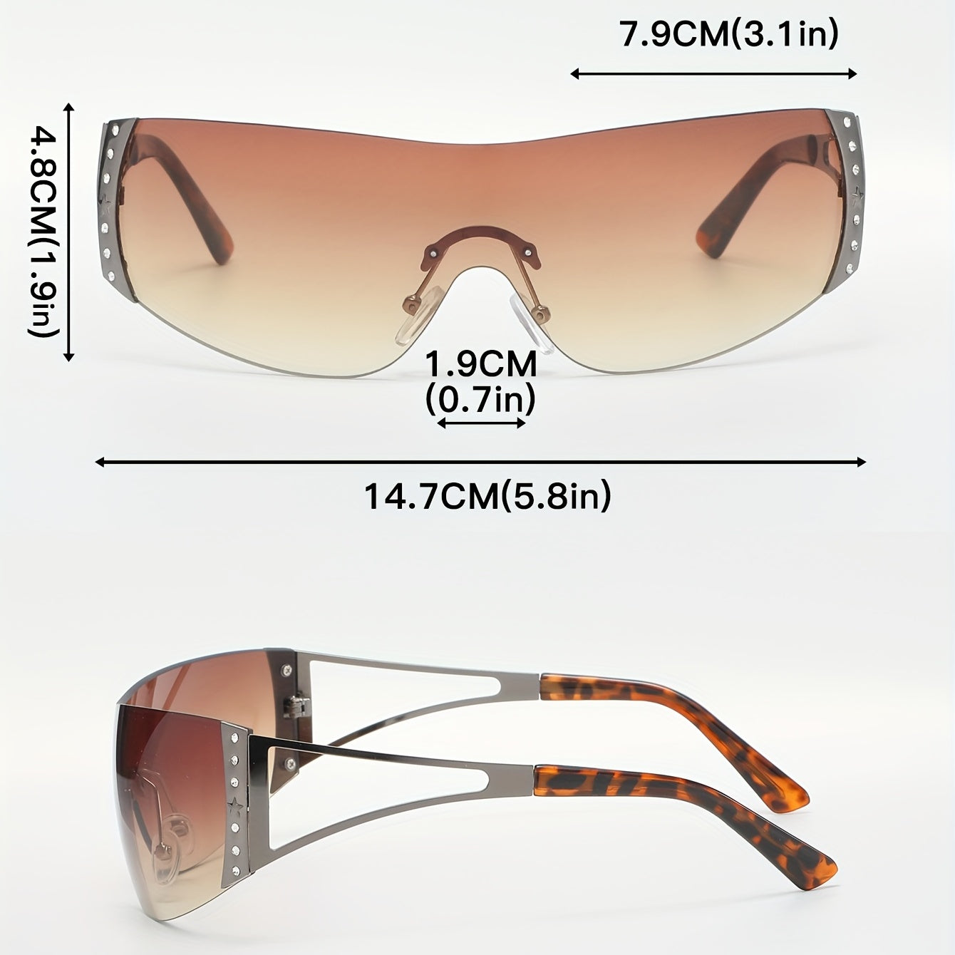 Y2K Star One piece Sunglasses Rhinestone Gradient UV400 Sun Shades
