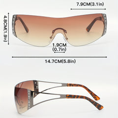 Y2K Star One piece Sunglasses Rhinestone Gradient UV400 Sun Shades