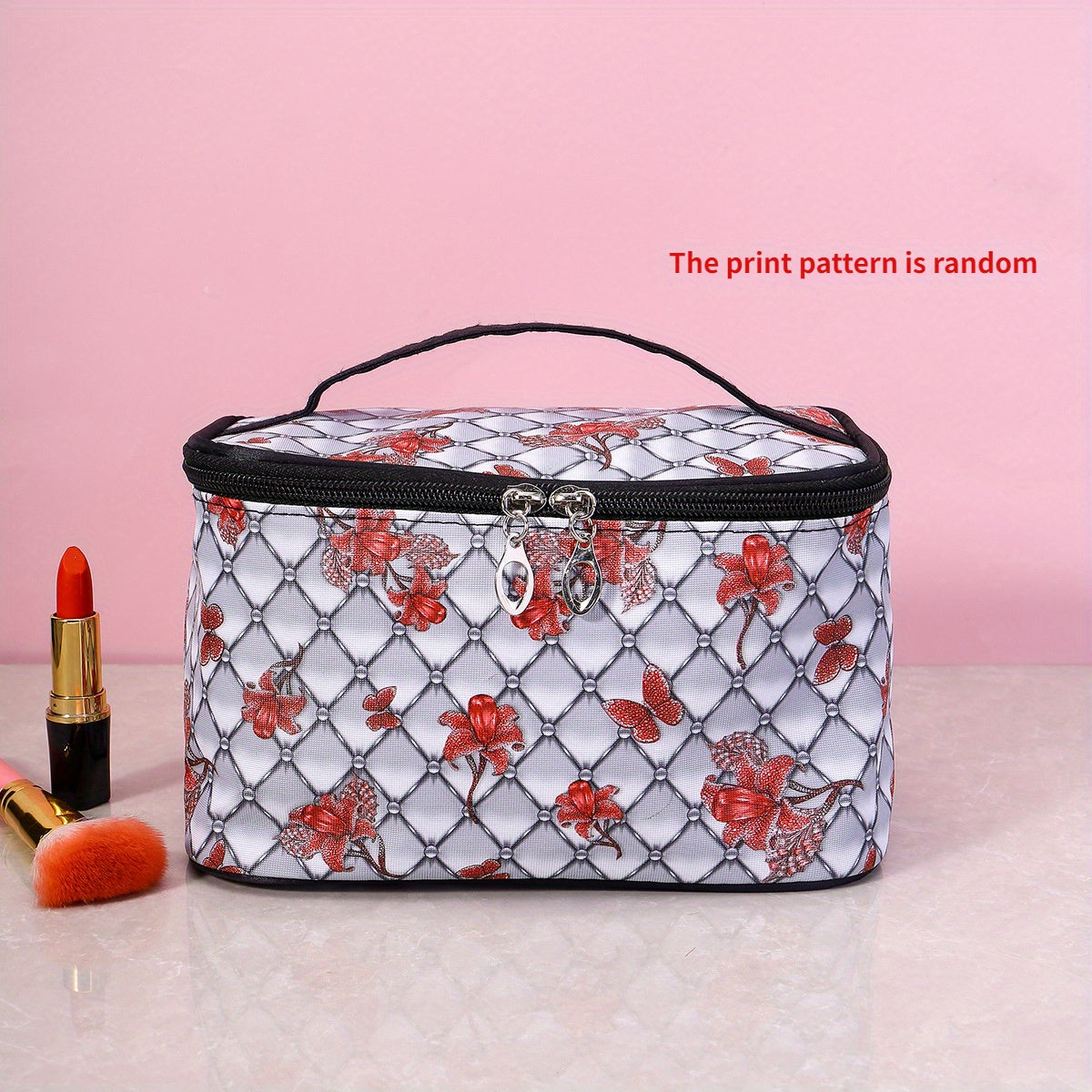 Butterfly Print Cosmetic Bag Waterproof PU Leather Makeup Bag