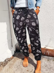  Halloween Casual Leggings Women's Plus Letter & Pumpkin Print Leggings