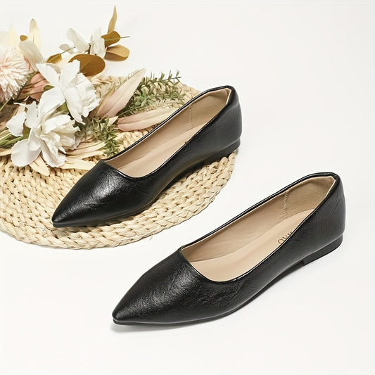 Women's Pointed Toe Ballet Flats Soft Sole Slip On Work Shoes