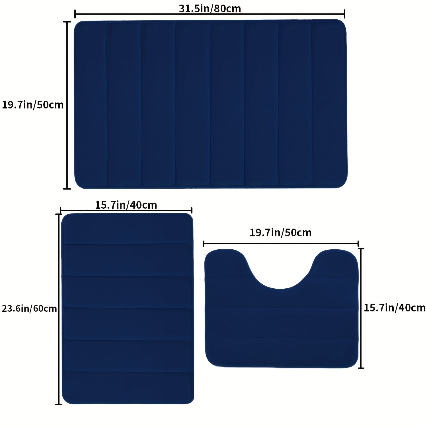 Thick Memory Foam Bath Rug Soft Absorbent Bath Mat Plush Velvet Navy