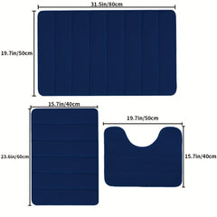 Thick Memory Foam Bath Rug Soft Absorbent Bath Mat Plush Velvet Navy