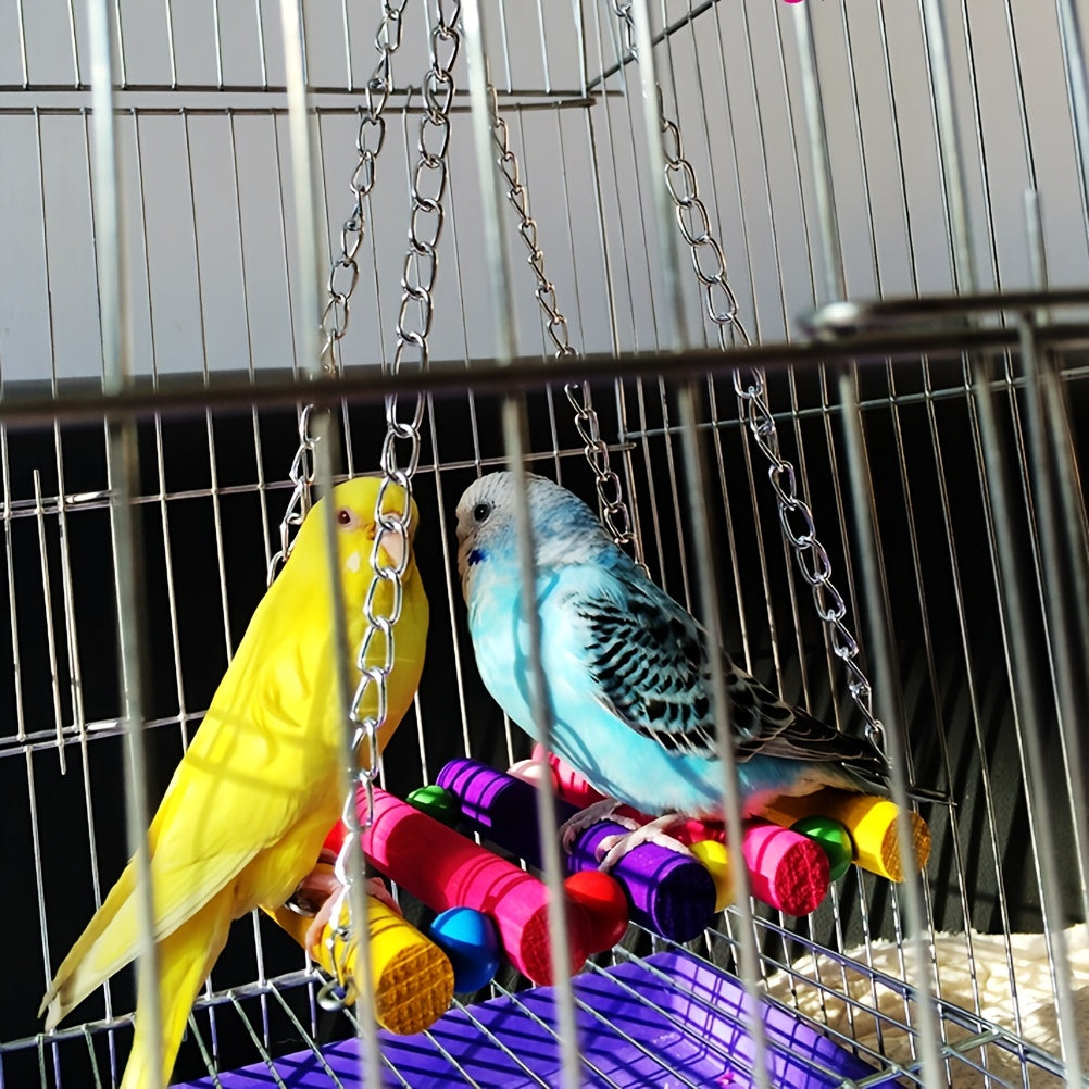 Colorful Hanging Hammock Swing for Pet Birds - Fun and Exercise