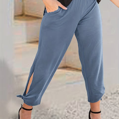  Cut Out Tie Side Tapered Leg Pants With Pockets