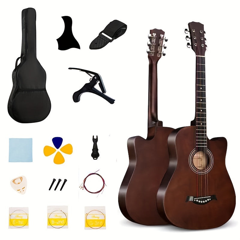 6 String Folk Guitar Basswood Panel Brass Strings