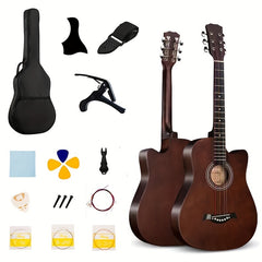 6 String Folk Guitar Basswood Panel Brass Strings