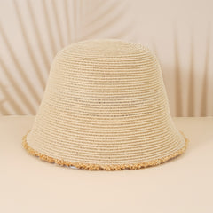 Vintage Straw Bucket Hat Sun Visor for Women