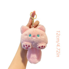 Plush Cat Doll Keychain with Golden Keyring - Adorable Kitty Plush Toy