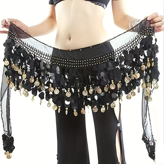 Sparkling Coins Belly Dance Hip Scarf Wrap Costume for Women