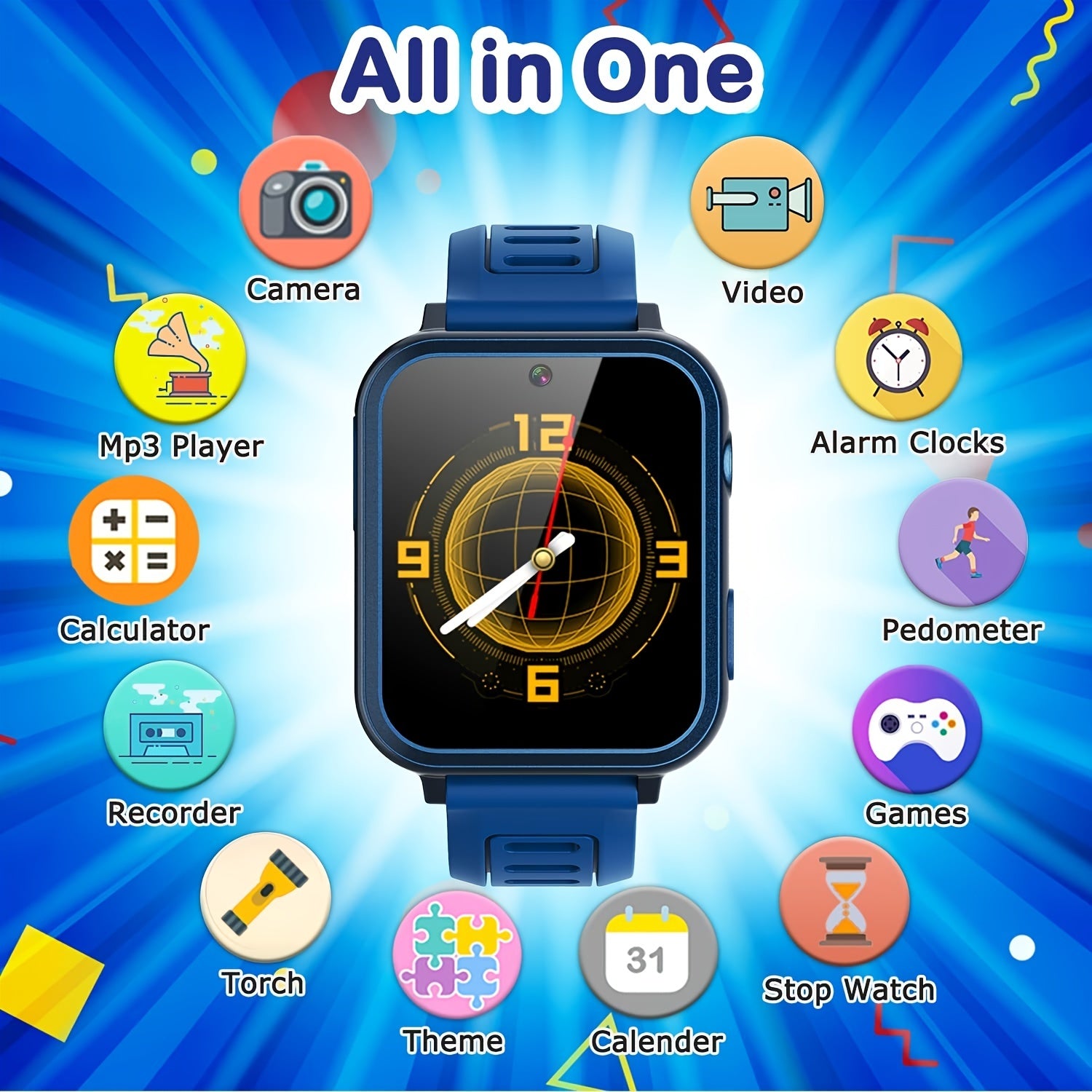 Kids' 24 Game Smart Watch Camera Music Pedometer Alarm Flashl