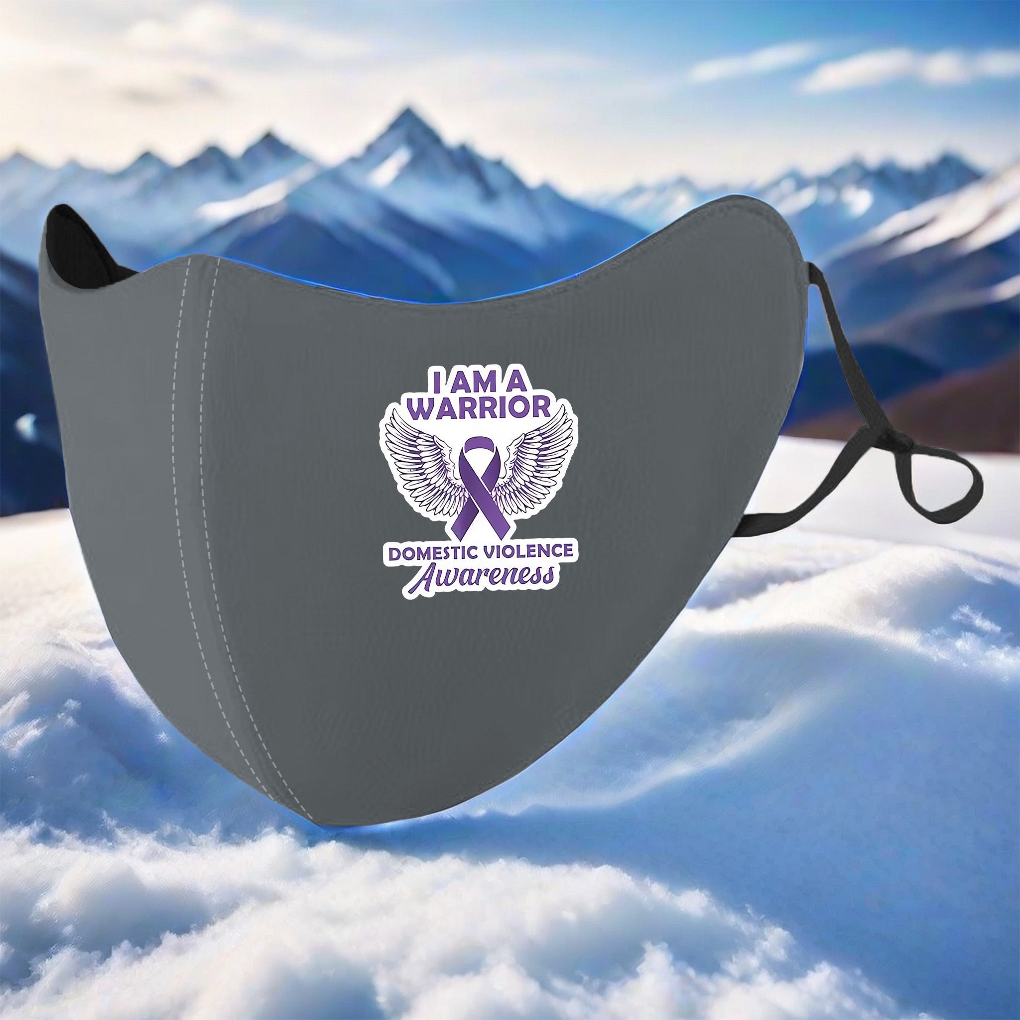 DV Awareness 3D Print Fleece Lined Face Mask Windproof Cold Protection