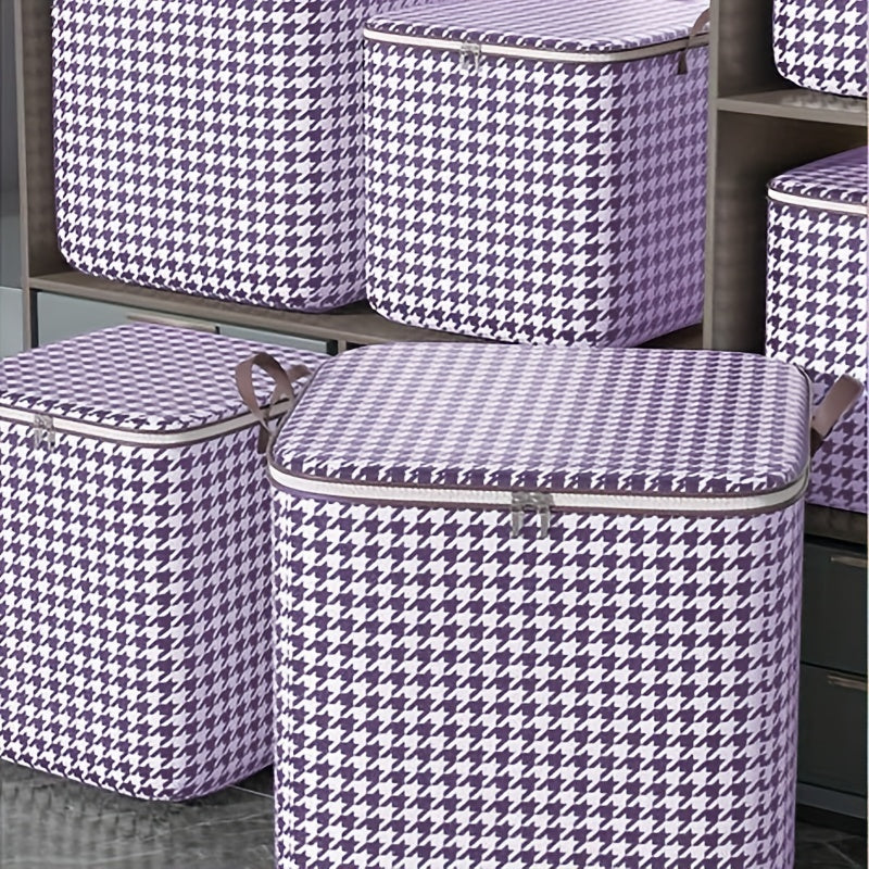 Purple Houndstooth Pattern Storage Bag