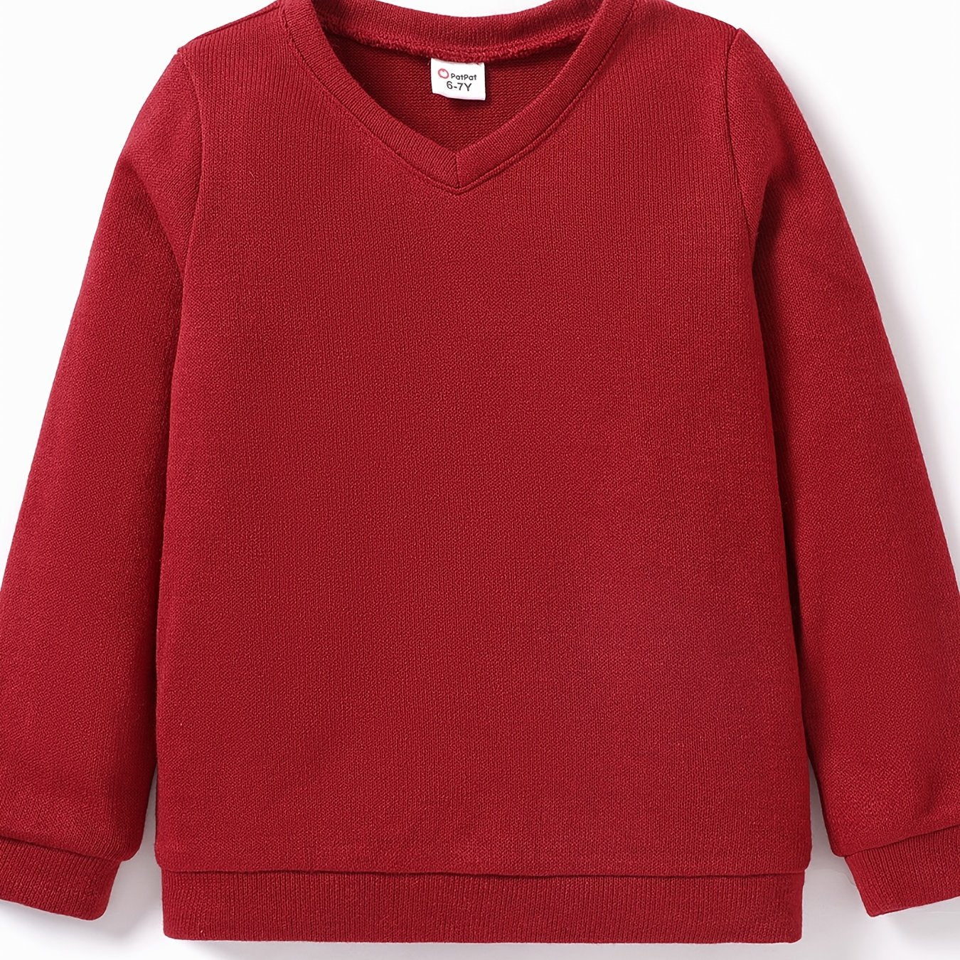 Boys Casual Solid V-neck Sweatshirt Long Sleeve Top