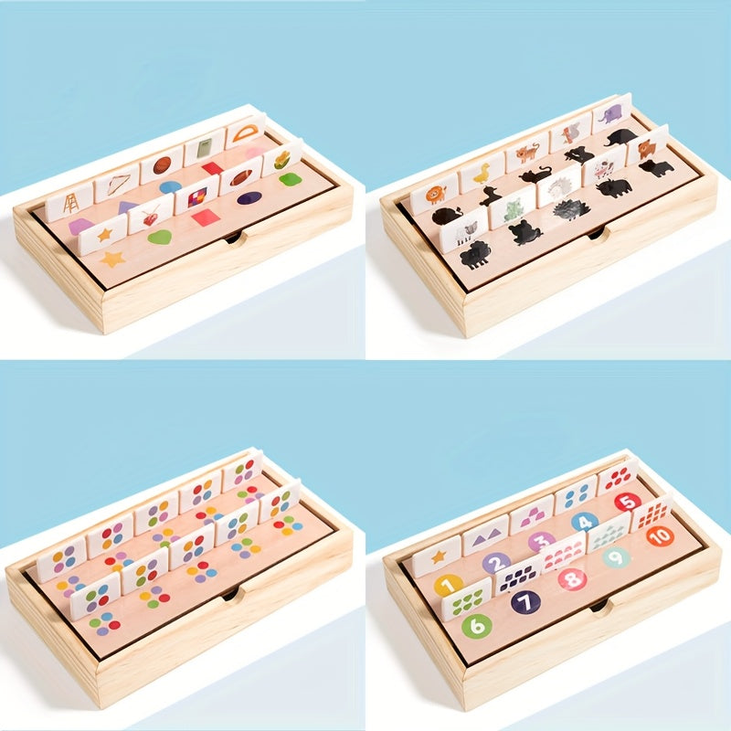 Wooden Recognition Box Educational Puzzle with Number Matching Shape Sorting