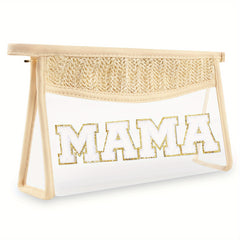 Clear Boho Patch Makeup Bag with Waterproof Zipper