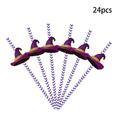 24pcs Halloween Straws Skeleton Spider Cup Drink Decoration
