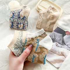 8 Pairs Floral Short Socks Breathable Lightweight Ankle Stockings Hosiery