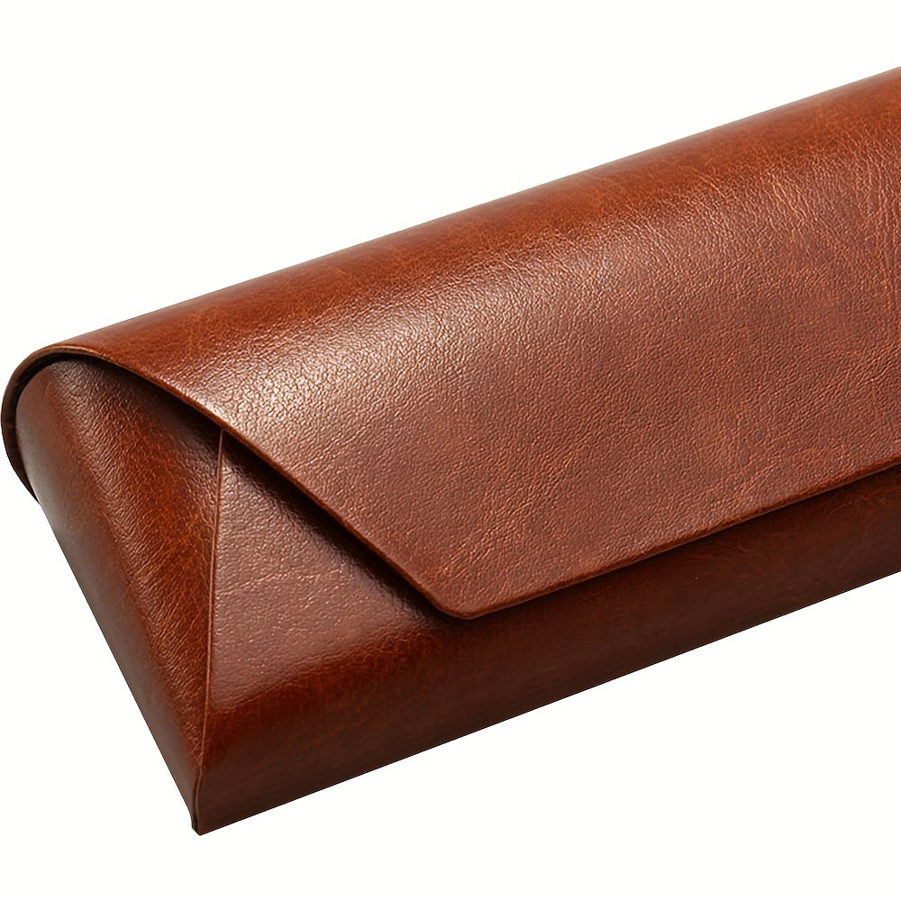 Hard Shell Portable Fashionable PU Leather Eyeglass Case Brown