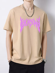 Men's Slim Fit T-shirt Creative Letters Print Spring Summer Top