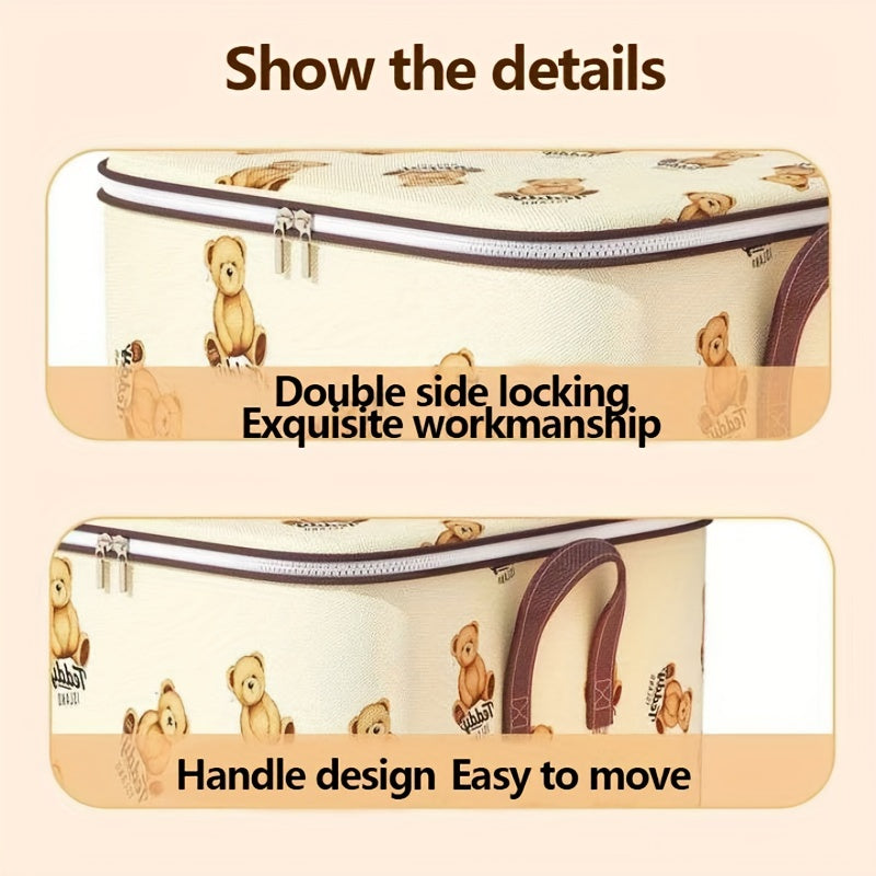 Bear Pattern Storage Box Zipper Clothes Organizer
