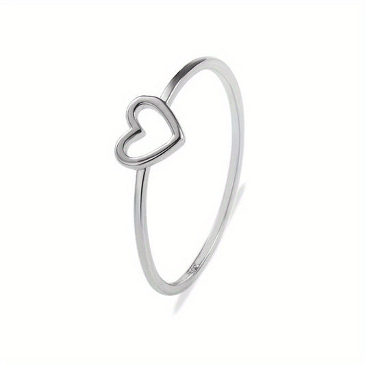 Heart Wave Cuff Ring with Rhinestone Inlay