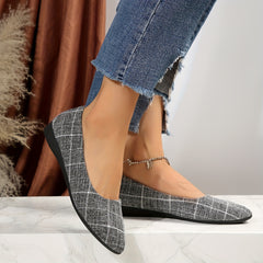 Plaid Pattern Slip On Flat Shoes for Women