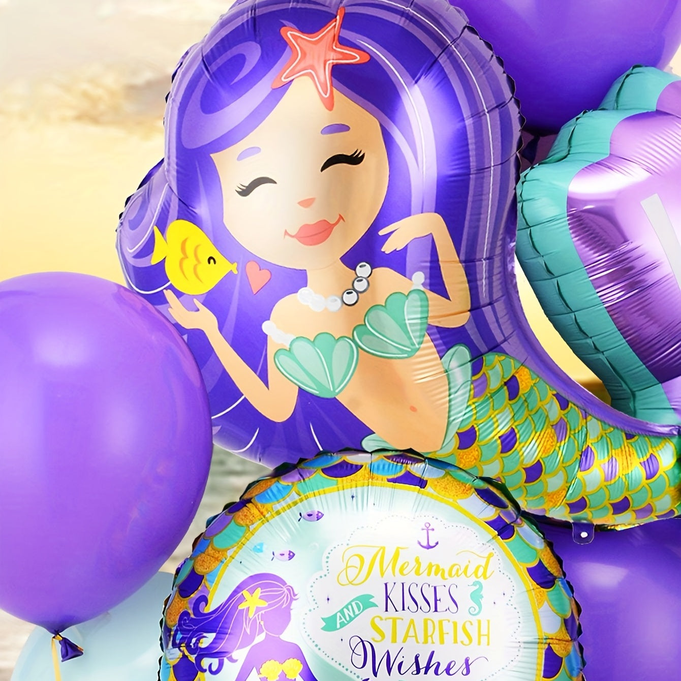 15pcs Mermaid Shell Birthday Balloon Set Magical Underwater Decorations