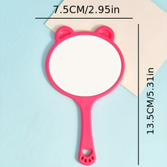 Cartoon Handheld Makeup Mirror with Handle, Portable Beauty Mirror