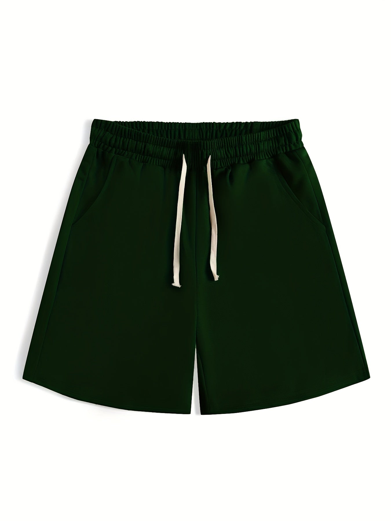 Classic Comfy Men's Shorts Solid Color Elastic Waist Drawstring Summer