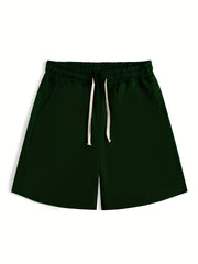 Classic Comfy Men's Shorts Solid Color Elastic Waist Drawstring Summer