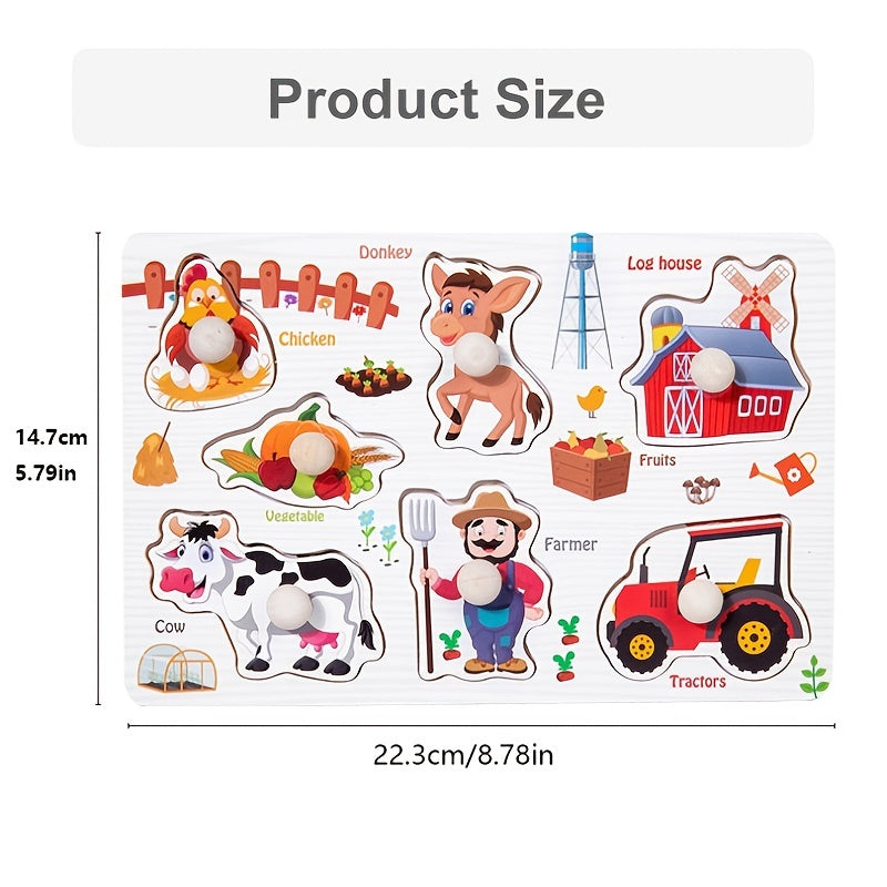 Kids Educational Wooden Puzzles Montessori Animal Fruit Shape Jigsaw