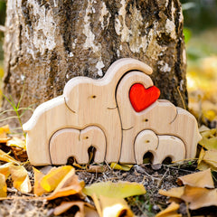 Wooden Elephant Puzzle Ornament for Family