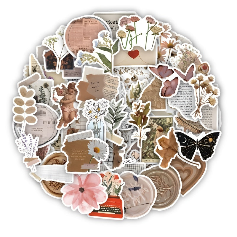 60pcs Retro Diary Doodle Stickers Scrapbook Luggage Skat