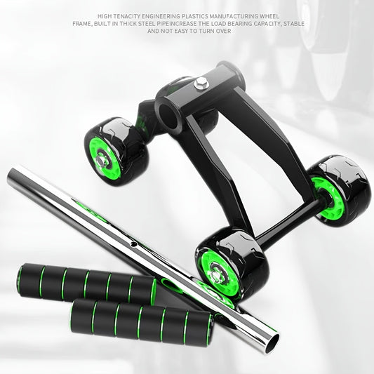 Abdominal Roller with 4 Wheels & Non Slip Handles for Core Strength Training