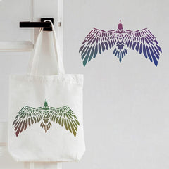 Large Stencil for Painting Bird Wing with Teal & Purple Feathers