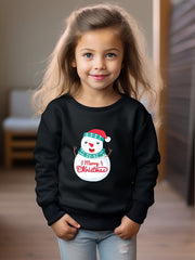 Snowman Graphic Crew Neck Long Sleeve Sweatshirt Kids Clothes Christmas Gift