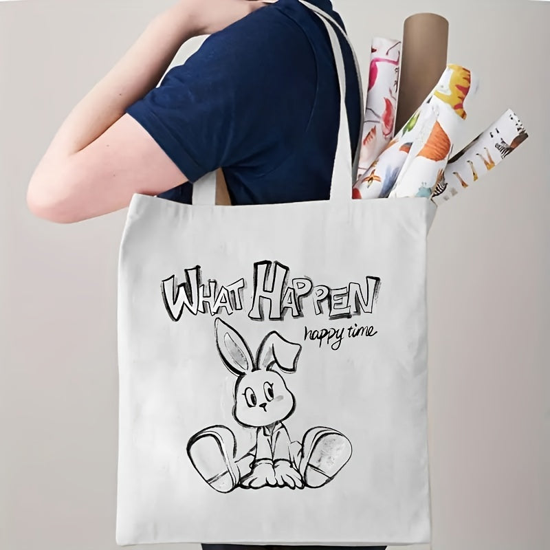 Cartoon Bunny Zipper Tote Bag