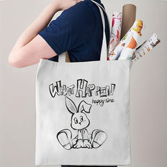 Cartoon Bunny Zipper Tote Bag