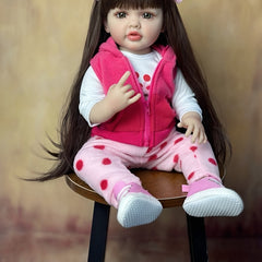 55 Reborn Dolls Soft Silicone Dolls Long Hair Real Life Doll