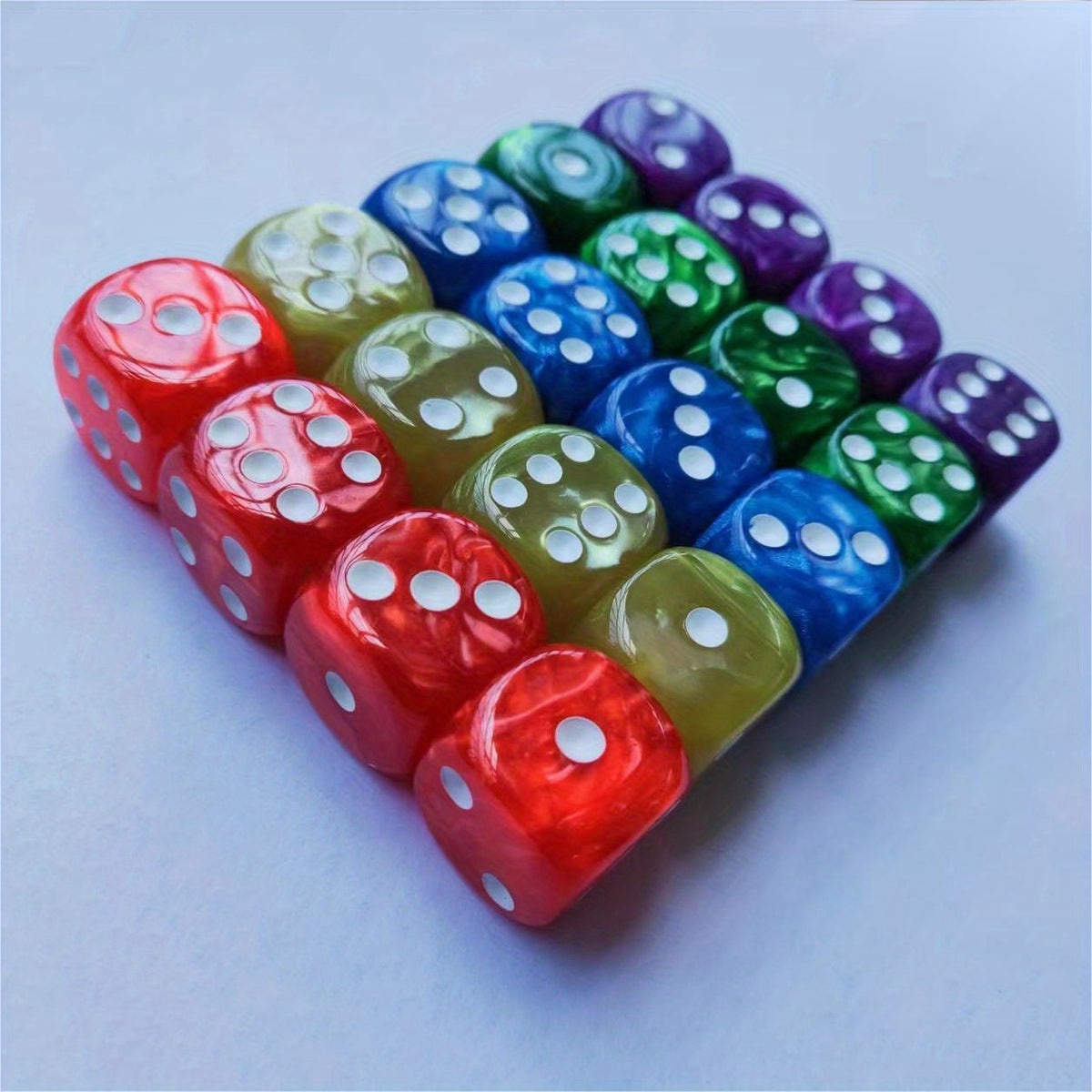 20 Pieces 16mm Colored Acrylic Dice Set for Club Party Home Games